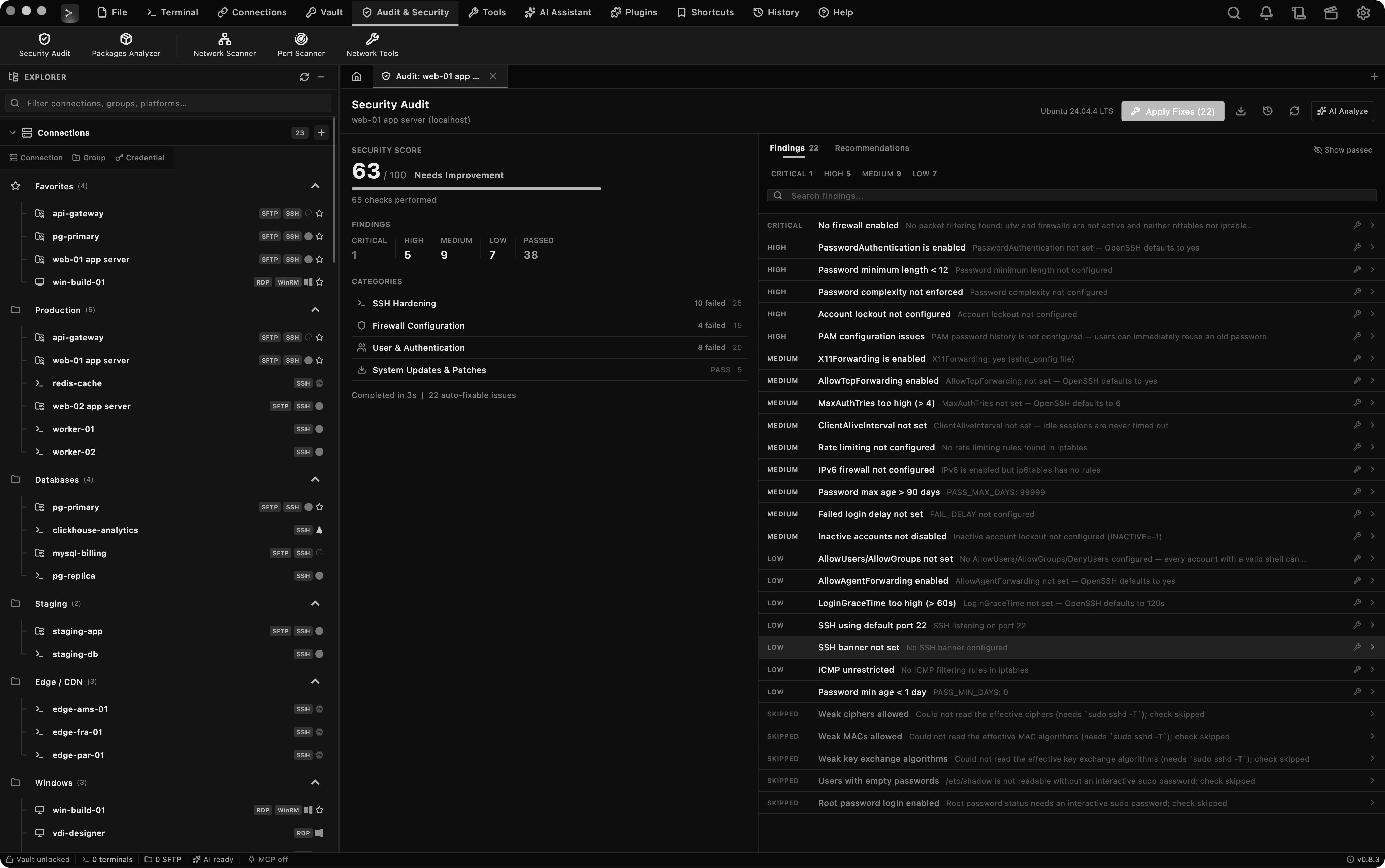 Linux Security Audit, Edgely Console