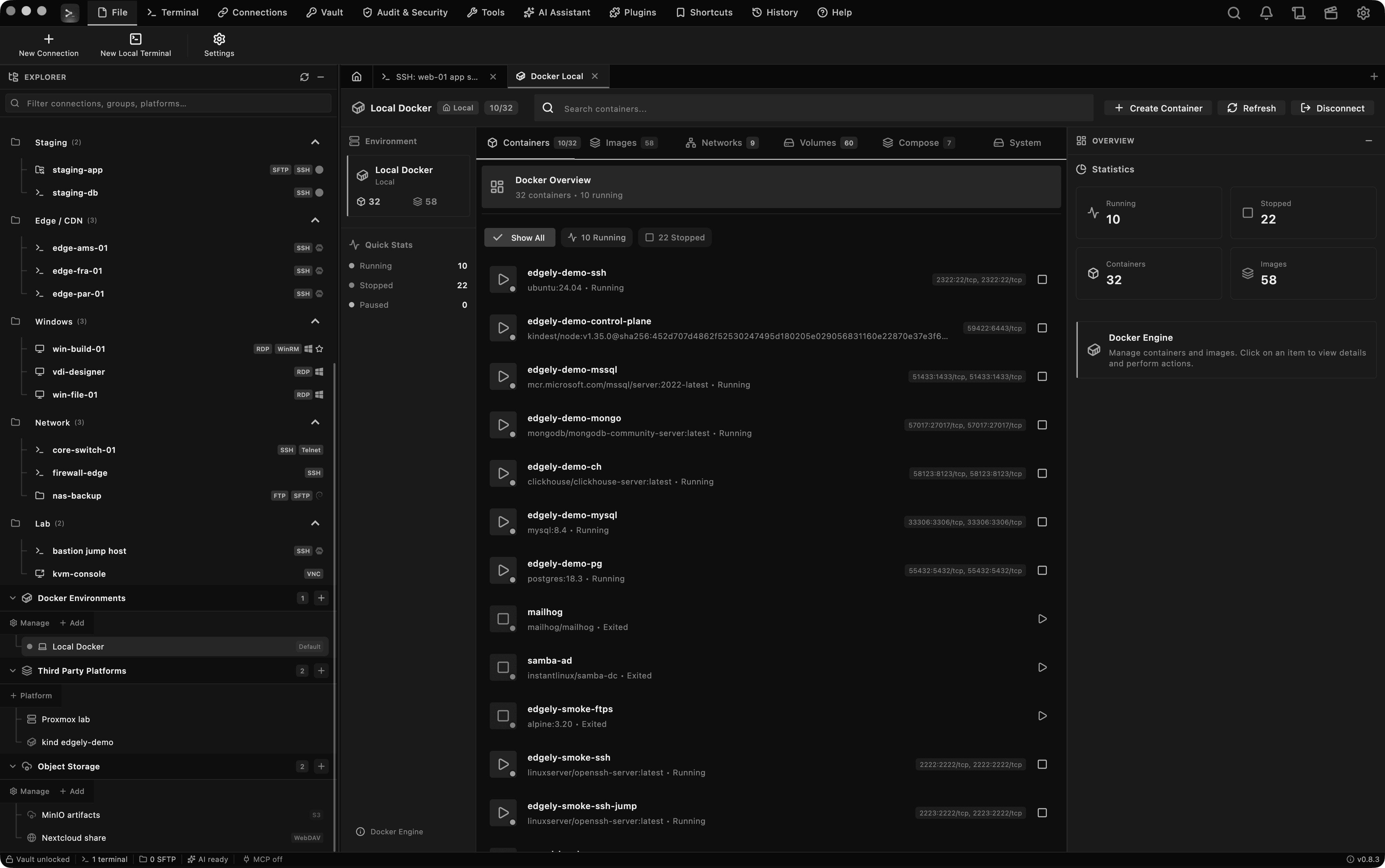 Docker Management, Edgely Console