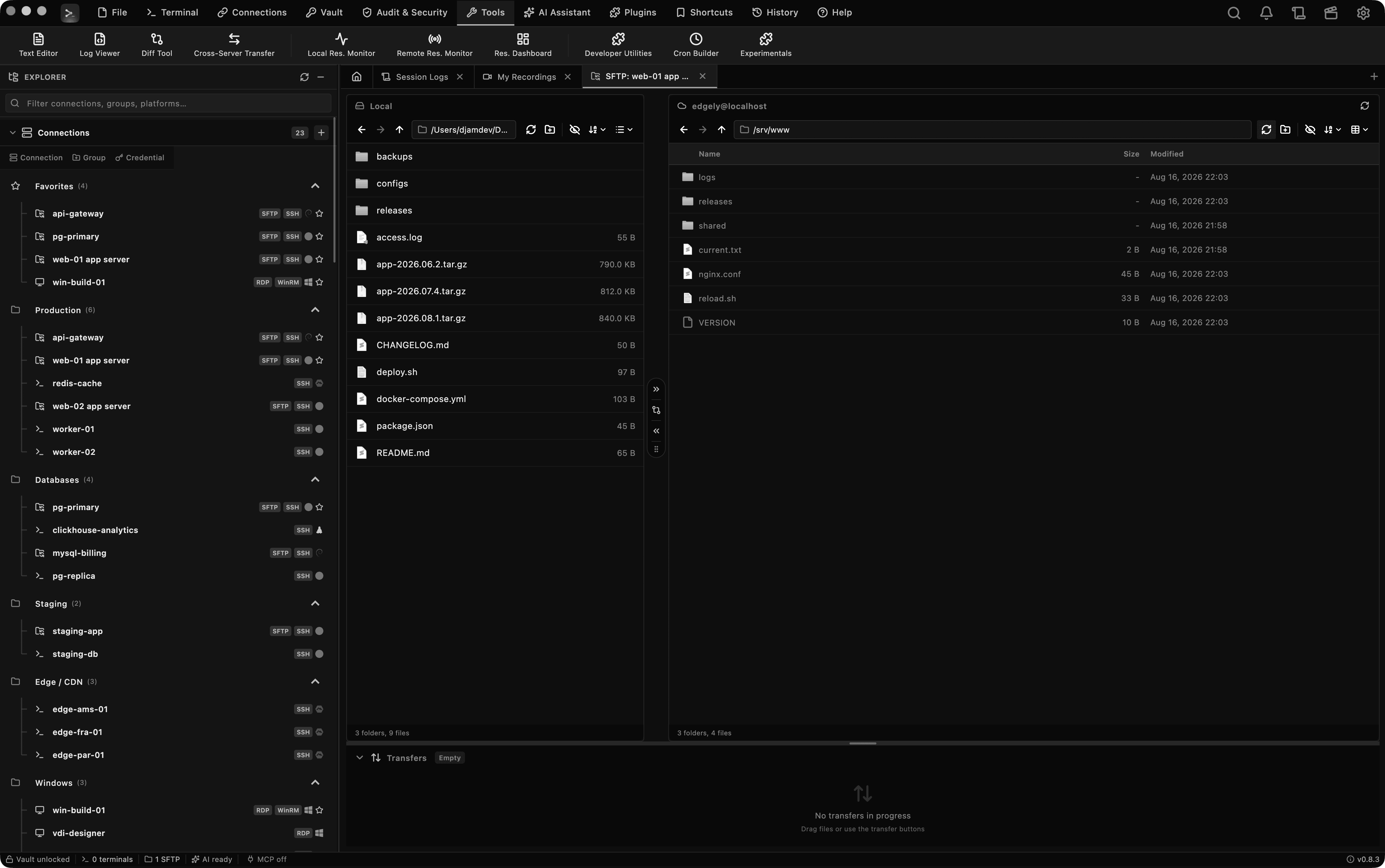 Best-in-Class File Transfer, Edgely Console