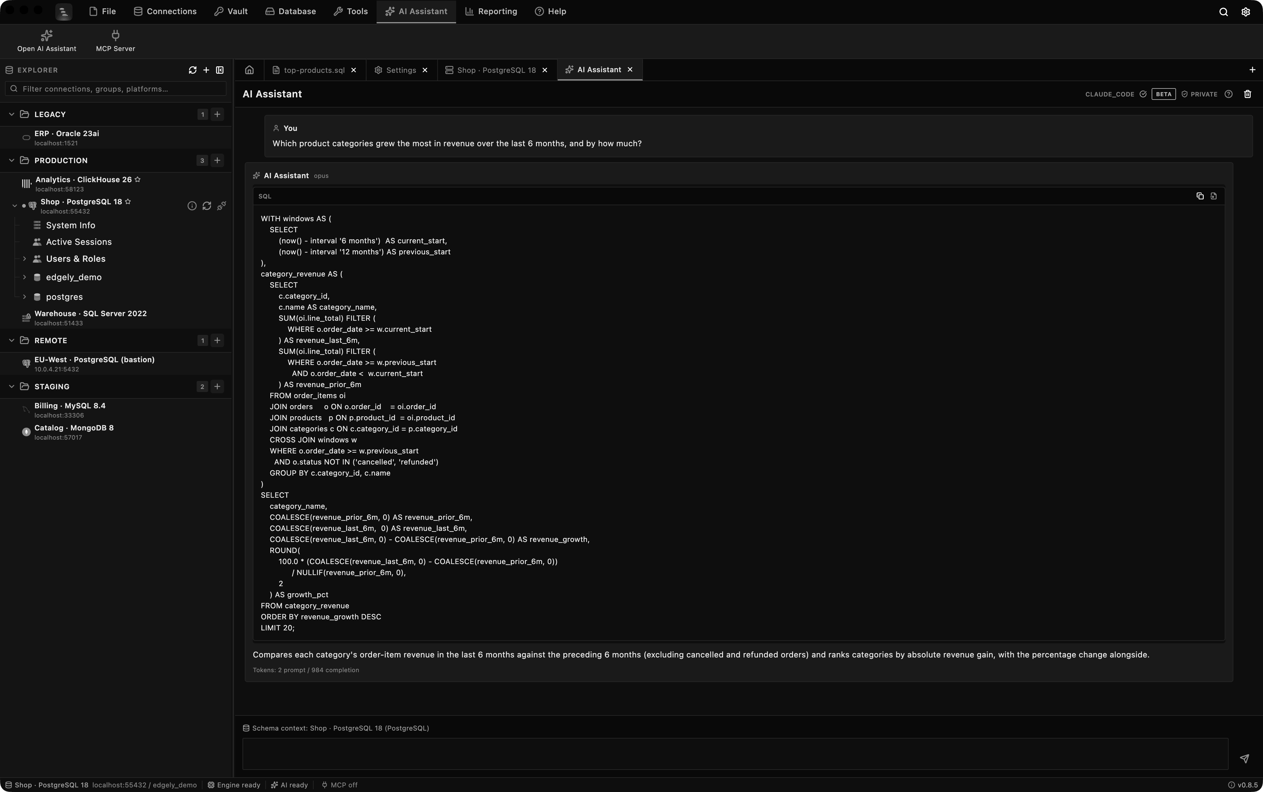 AI-Powered Queries, Edgely Database Manager