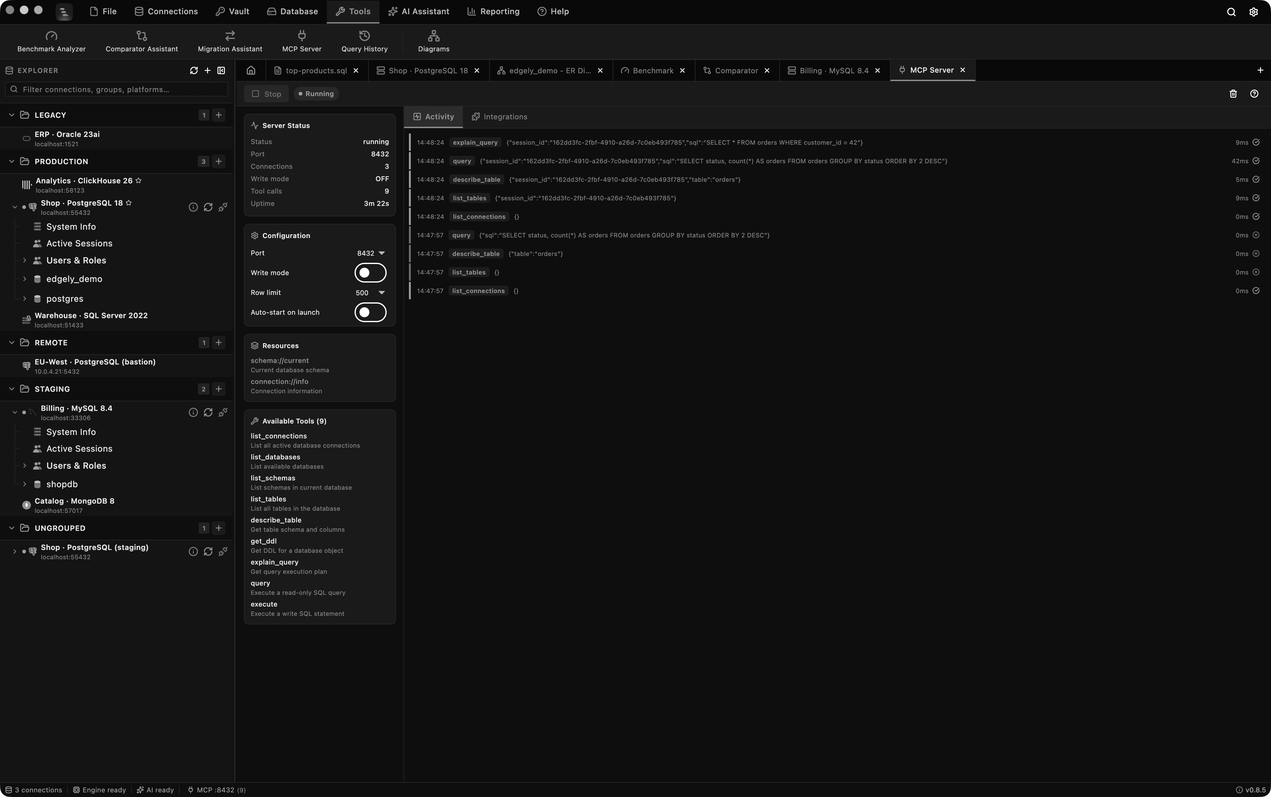 MCP Server, Edgely Database Manager