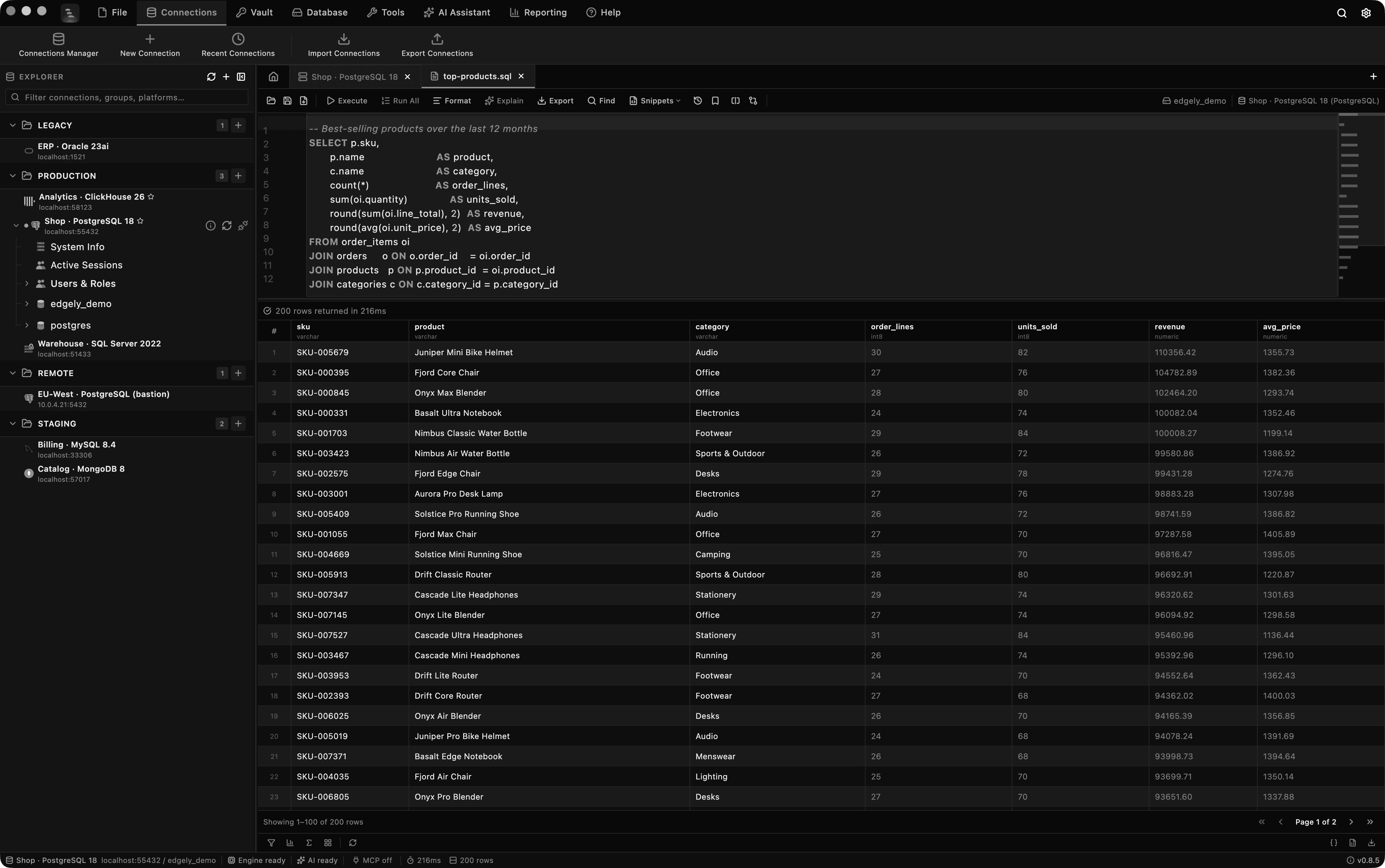Query Editor, Edgely Database Manager