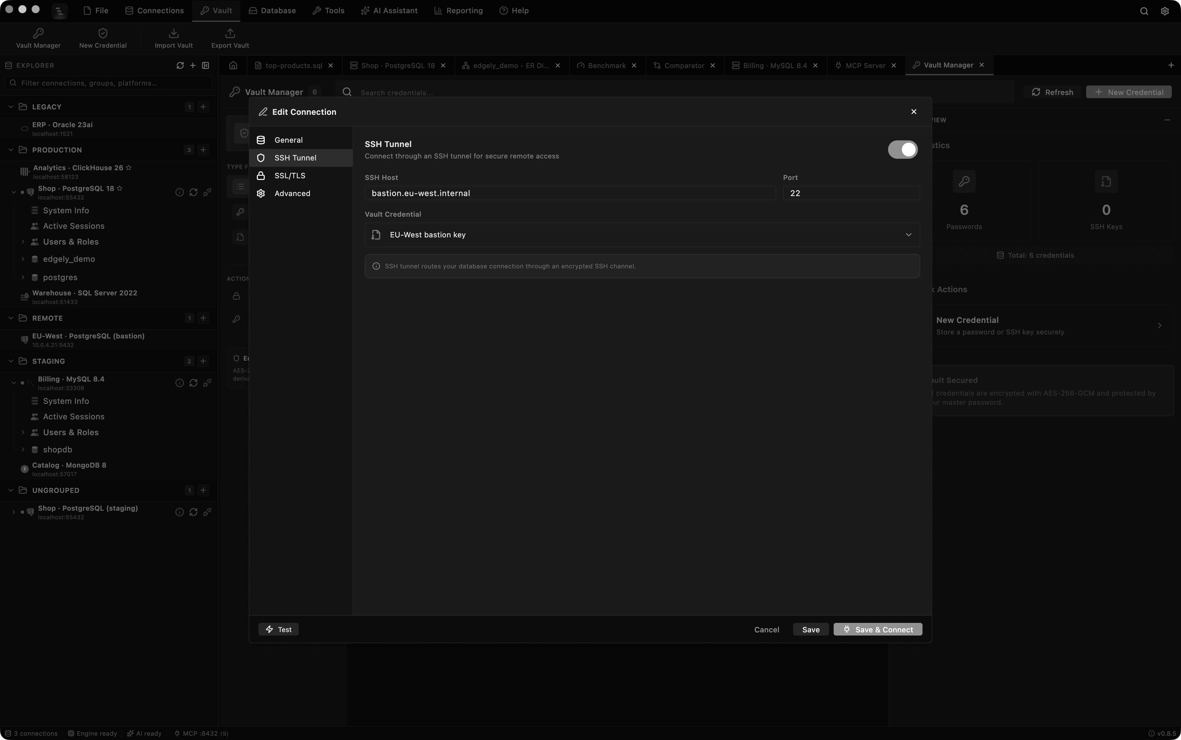 SSH Tunneling, Edgely Database Manager