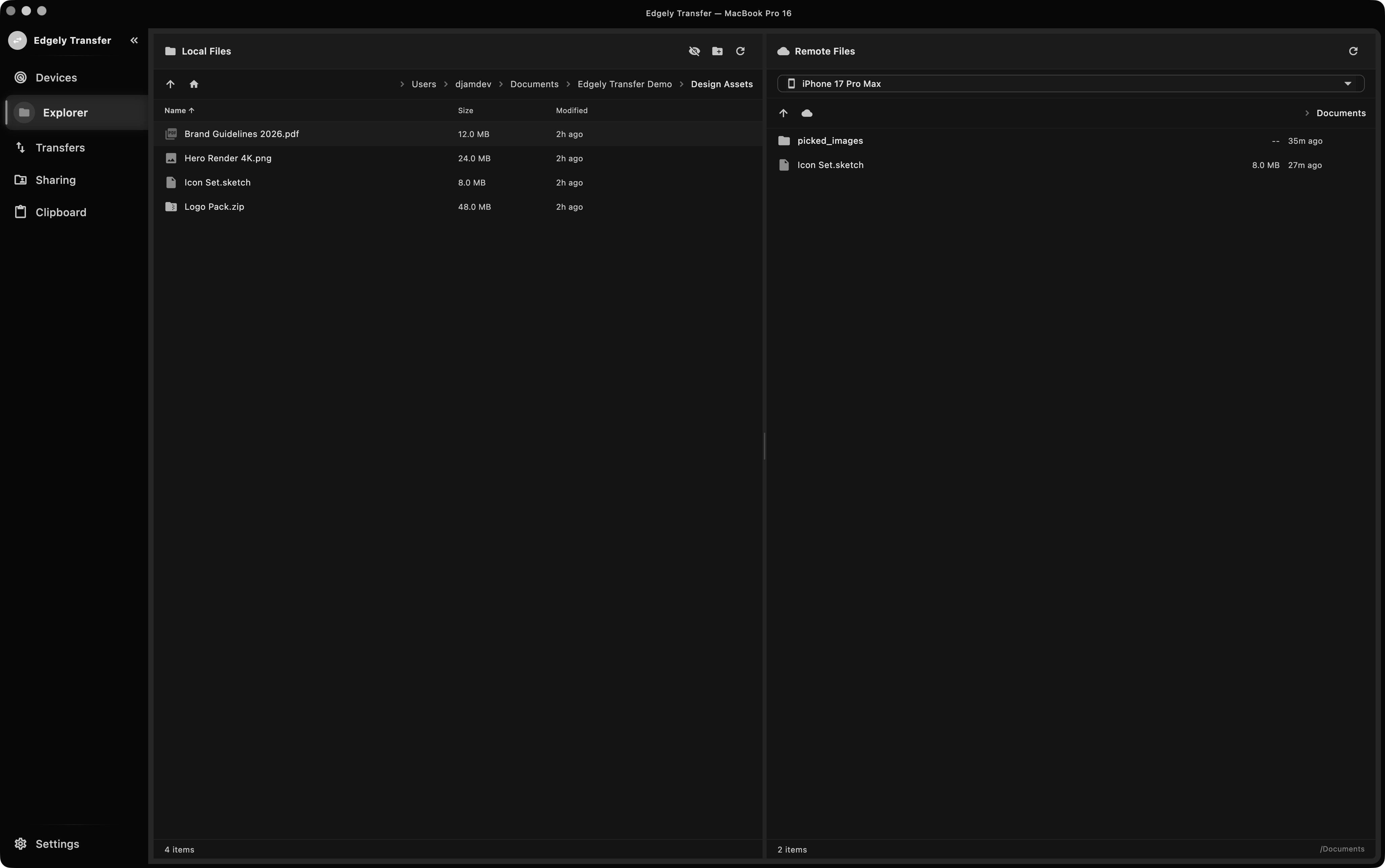 Built-in File Explorer, Edgely Transfer